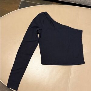 Abercrombie &Fitch One-Shoulder Black Long Sleeve Top